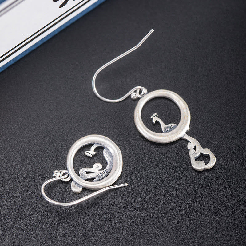 Nimara Ritual 925 Sterling Silver Round Asymmetry Peacock Fortune Earrings