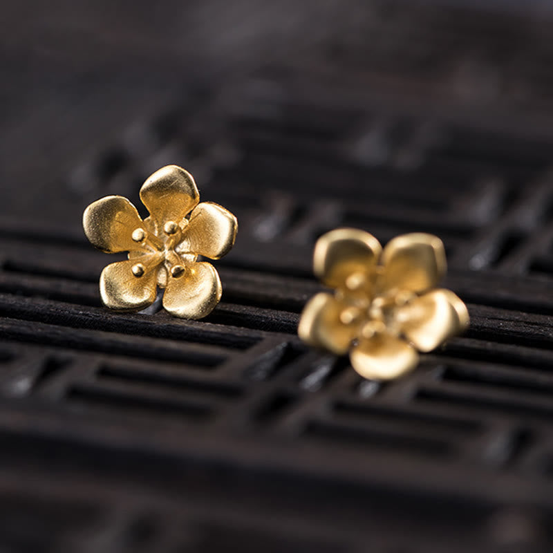 Nimara Ritual 925 Sterling Silver Golden Peach Blossom Balance Earrings
