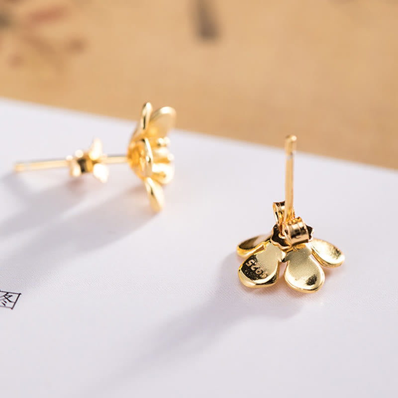 Nimara Ritual 925 Sterling Silver Golden Peach Blossom Balance Earrings
