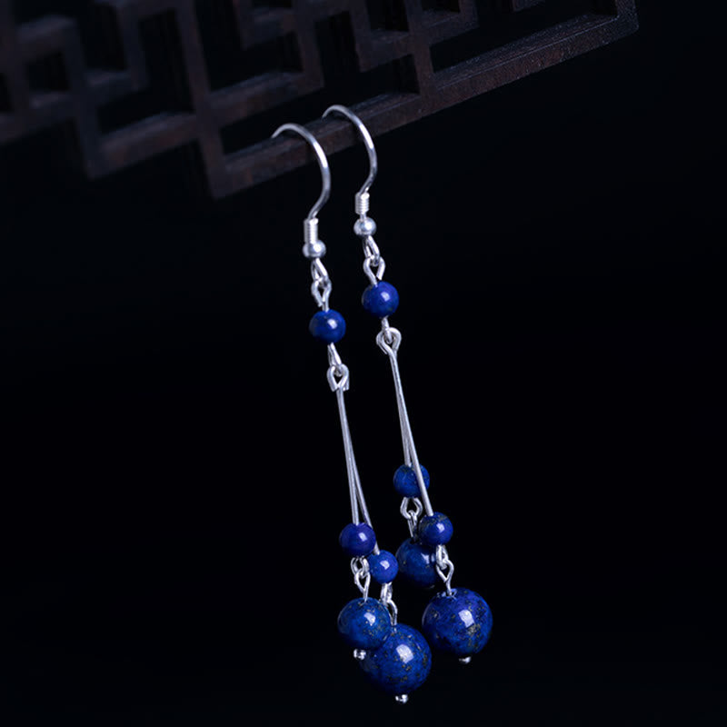 Nimara Ritual 925 Sterling Silver Lazurite Beads Serenity Drop Earrings