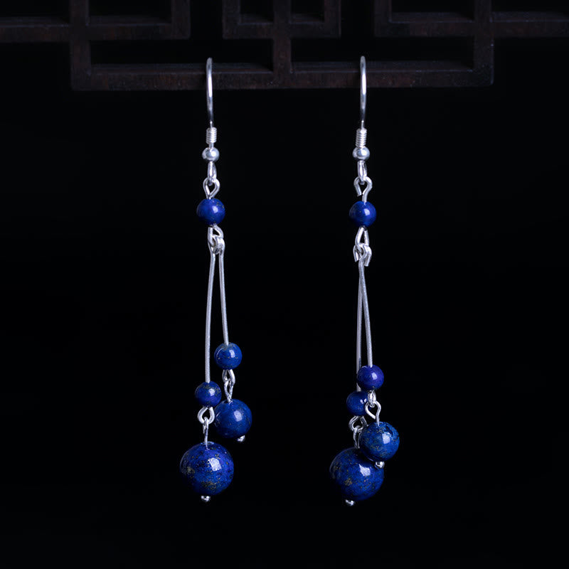 Nimara Ritual 925 Sterling Silver Lazurite Beads Serenity Drop Earrings