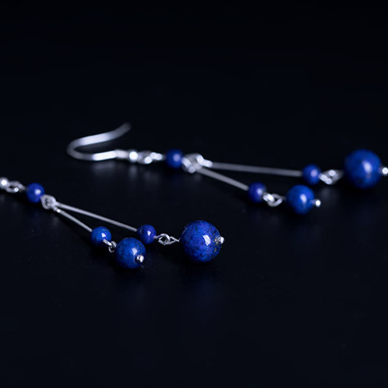 Nimara Ritual 925 Sterling Silver Lazurite Beads Serenity Drop Earrings