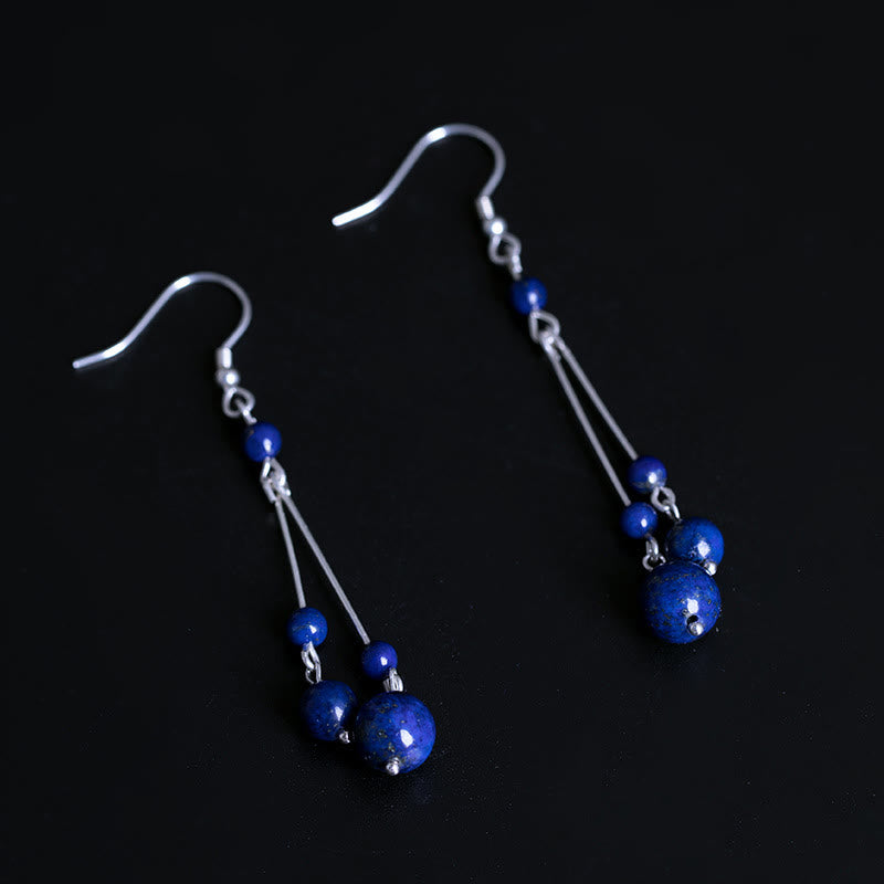 Nimara Ritual 925 Sterling Silver Lazurite Beads Serenity Drop Earrings