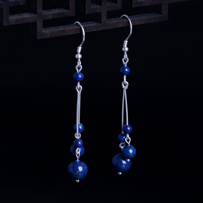 Nimara Ritual 925 Sterling Silver Lazurite Beads Serenity Drop Earrings