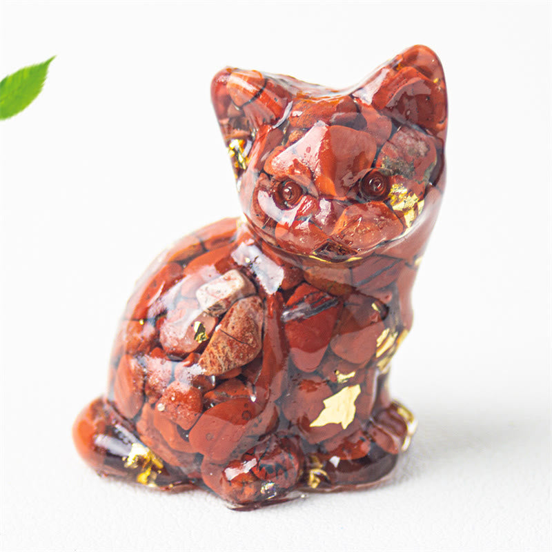 Nimara Ritual Sitting Cat Resin Gravel Pink Crystal Citrine White Crystal Lapis Lazuli Soothing Desktop Decoration