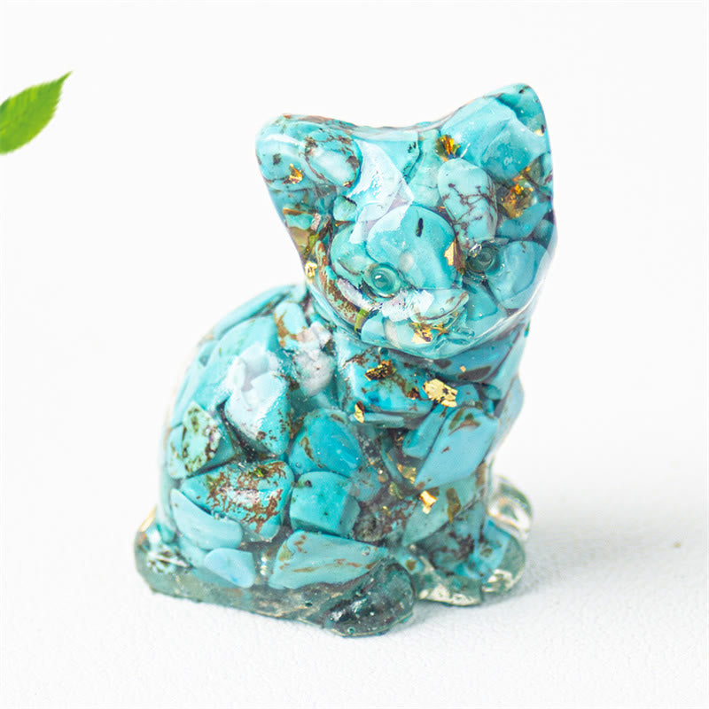 Nimara Ritual Sitting Cat Resin Gravel Pink Crystal Citrine White Crystal Lapis Lazuli Soothing Desktop Decoration