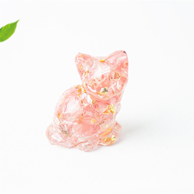 Nimara Ritual Sitting Cat Resin Gravel Pink Crystal Citrine White Crystal Lapis Lazuli Soothing Desktop Decoration