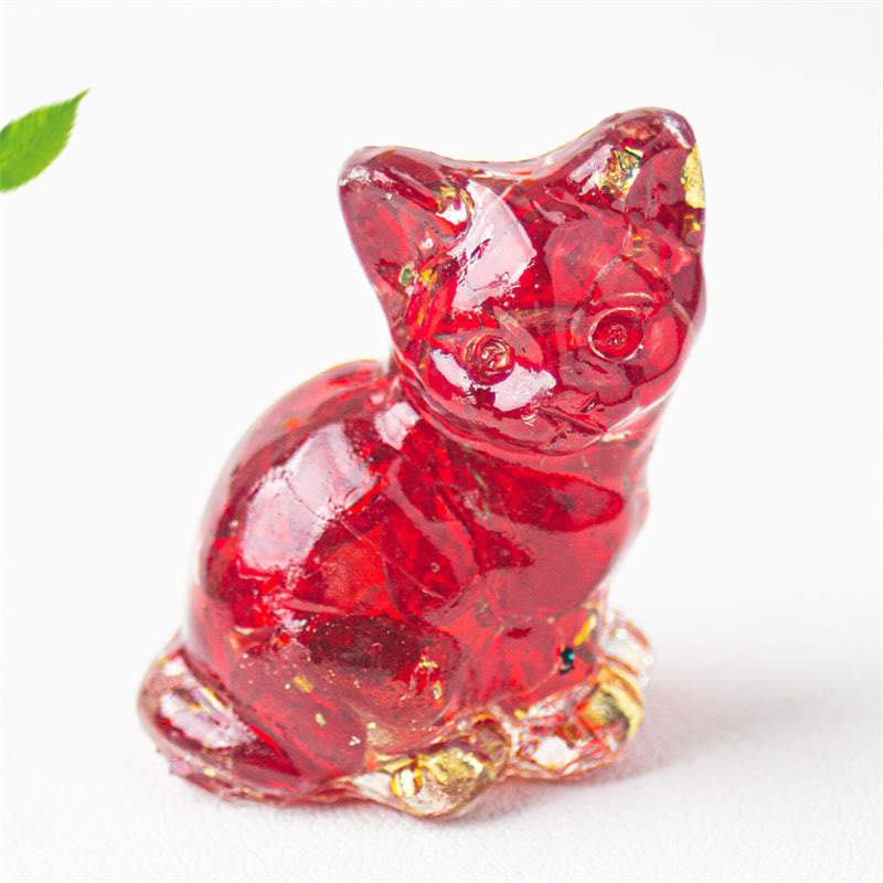 Nimara Ritual Sitting Cat Resin Gravel Pink Crystal Citrine White Crystal Lapis Lazuli Soothing Desktop Decoration
