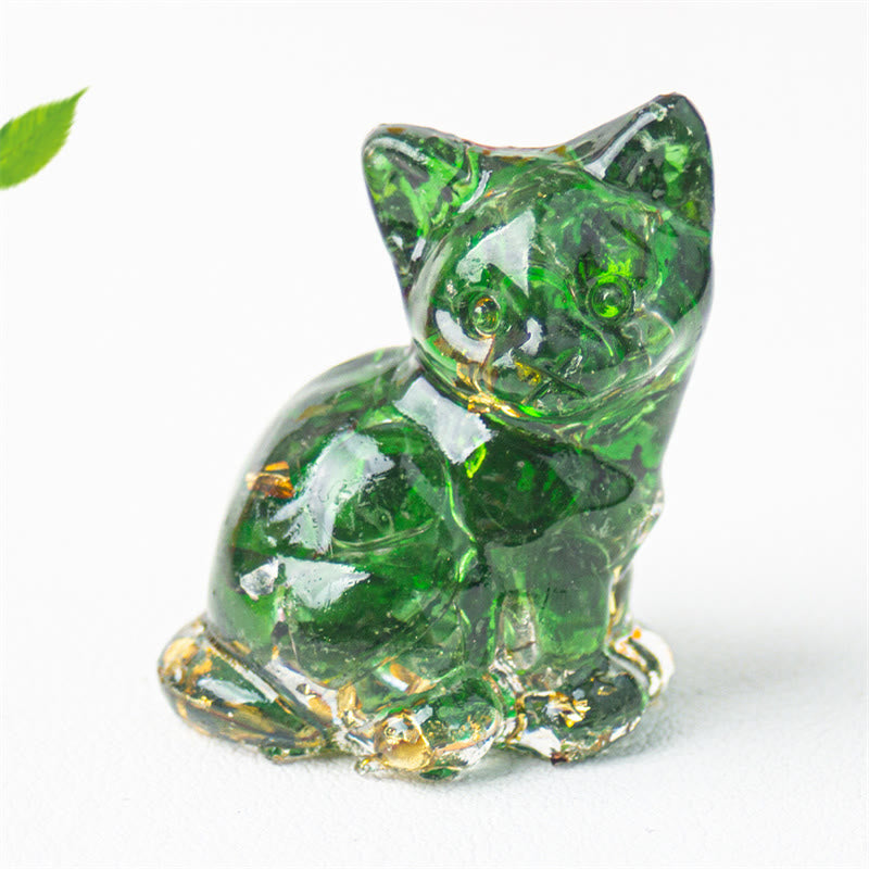 Nimara Ritual Sitting Cat Resin Gravel Pink Crystal Citrine White Crystal Lapis Lazuli Soothing Desktop Decoration