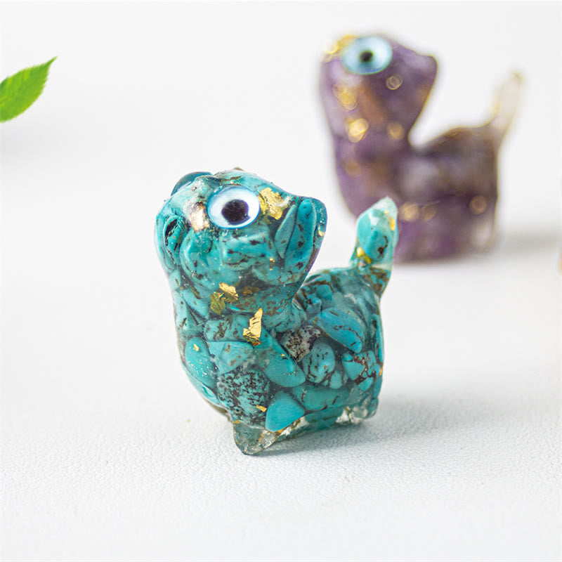Nimara Ritual Natural Crystal Turquoise Aquamarine Amethyst Cat Protection Decoration