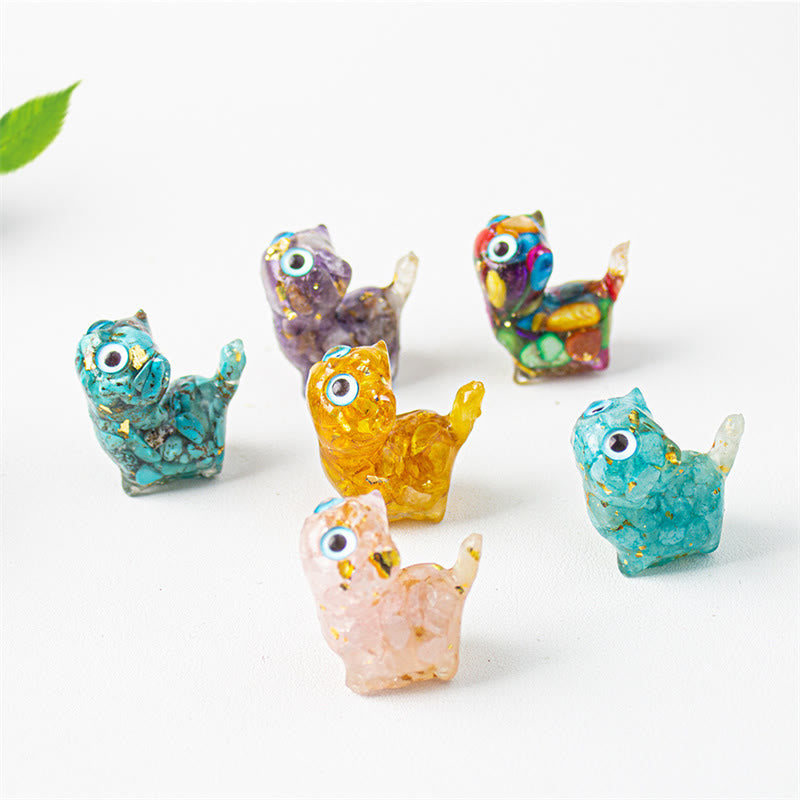 Nimara Ritual Natural Crystal Turquoise Aquamarine Amethyst Cat Protection Decoration