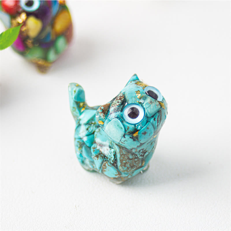 Nimara Ritual Natural Crystal Turquoise Aquamarine Amethyst Cat Protection Decoration