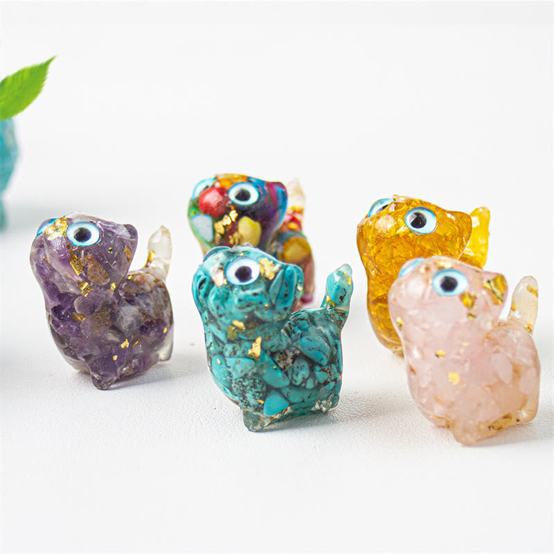 Nimara Ritual Natural Crystal Turquoise Aquamarine Amethyst Cat Protection Decoration