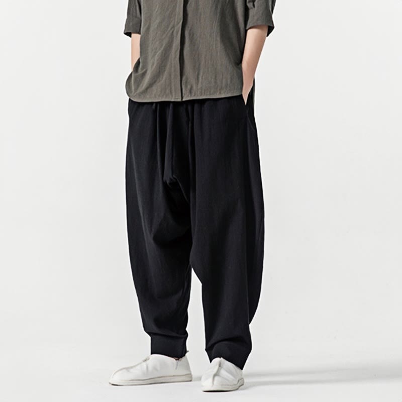 Nimara Ritual Solid Color Drawstring Men's Harem Pants With PocketsAnkle-Length (9 Length)