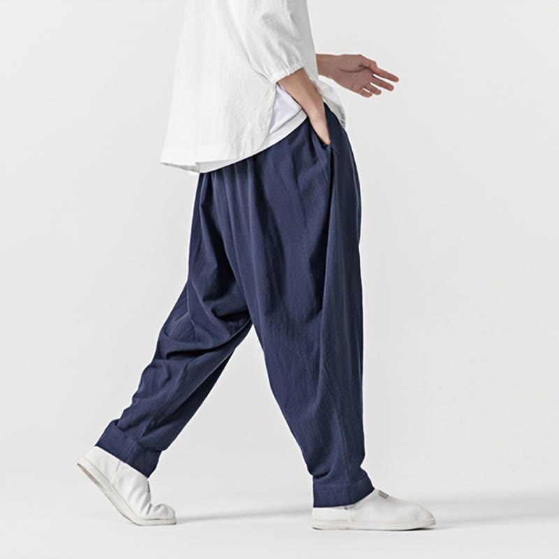 Nimara Ritual Solid Color Drawstring Men's Harem Pants With PocketsAnkle-Length (9 Length)