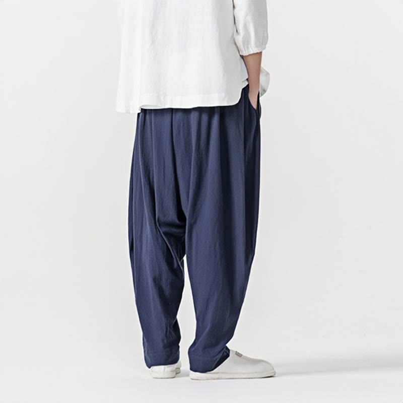 Nimara Ritual Solid Color Drawstring Men's Harem Pants With PocketsAnkle-Length (9 Length)