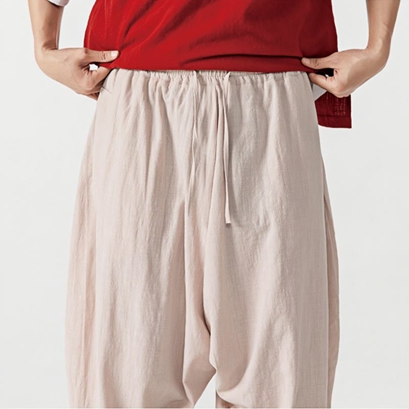 Nimara Ritual Solid Color Drawstring Men's Harem Pants With PocketsAnkle-Length (9 Length)