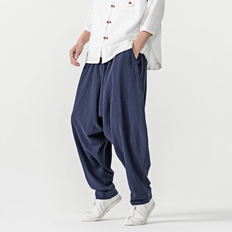 Nimara Ritual Solid Color Drawstring Men's Harem Pants With PocketsAnkle-Length (9 Length)