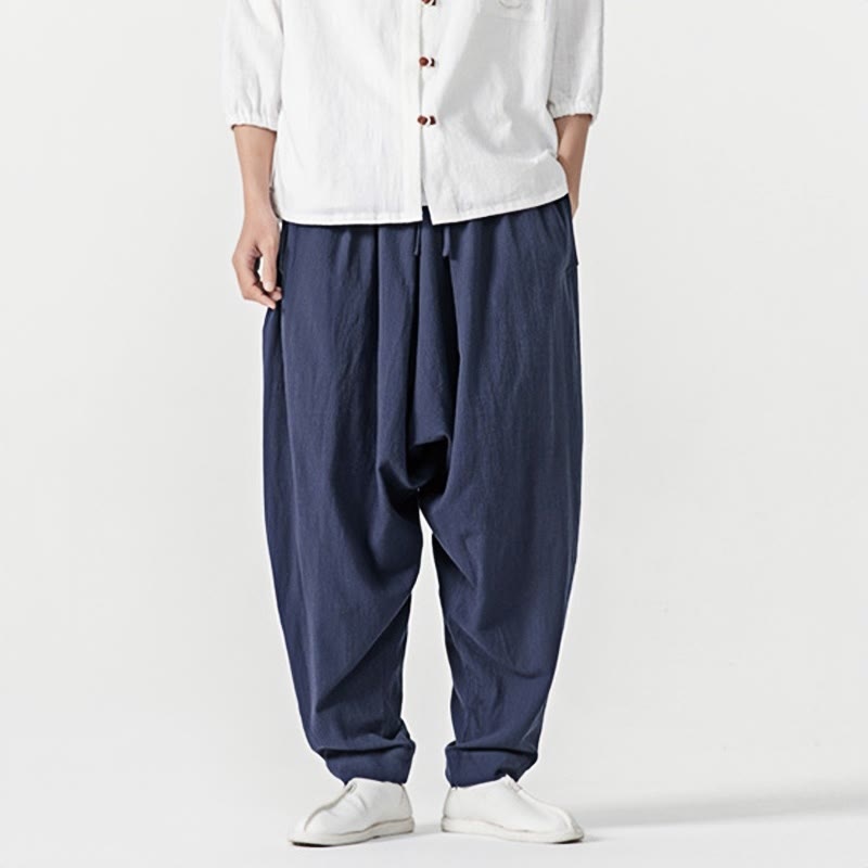 Nimara Ritual Solid Color Drawstring Men's Harem Pants With PocketsAnkle-Length (9 Length)