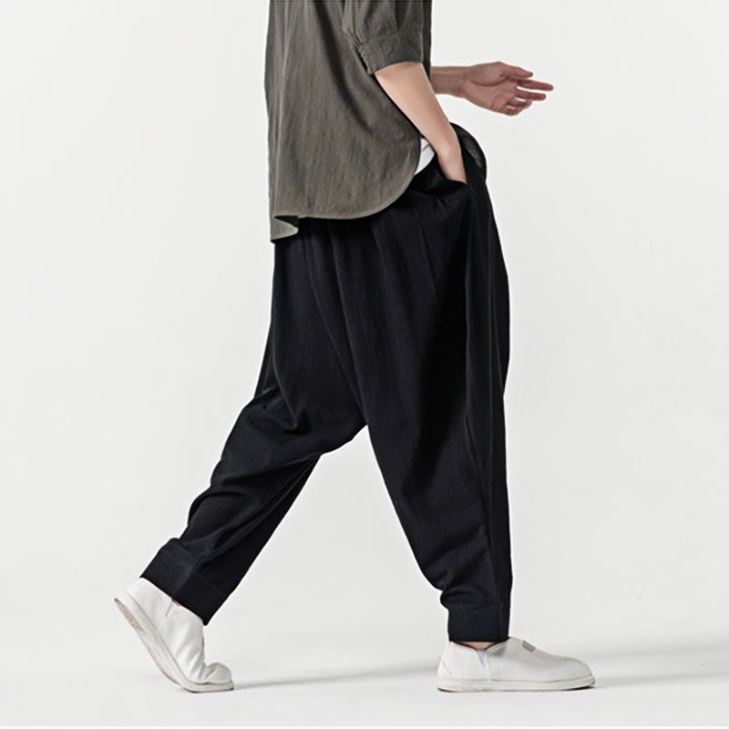 Nimara Ritual Solid Color Drawstring Men's Harem Pants With PocketsAnkle-Length (9 Length)
