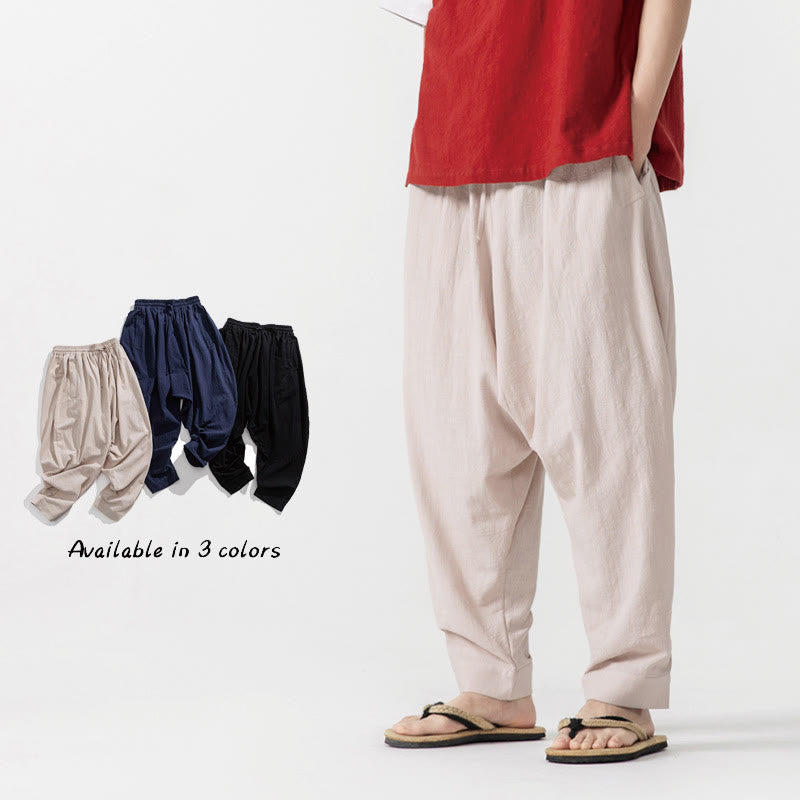 Nimara Ritual Solid Color Drawstring Men's Harem Pants With PocketsAnkle-Length (9 Length)