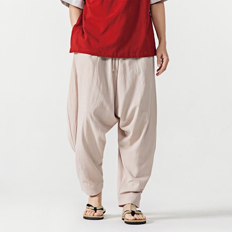 Nimara Ritual Solid Color Drawstring Men's Harem Pants With PocketsAnkle-Length (9 Length)