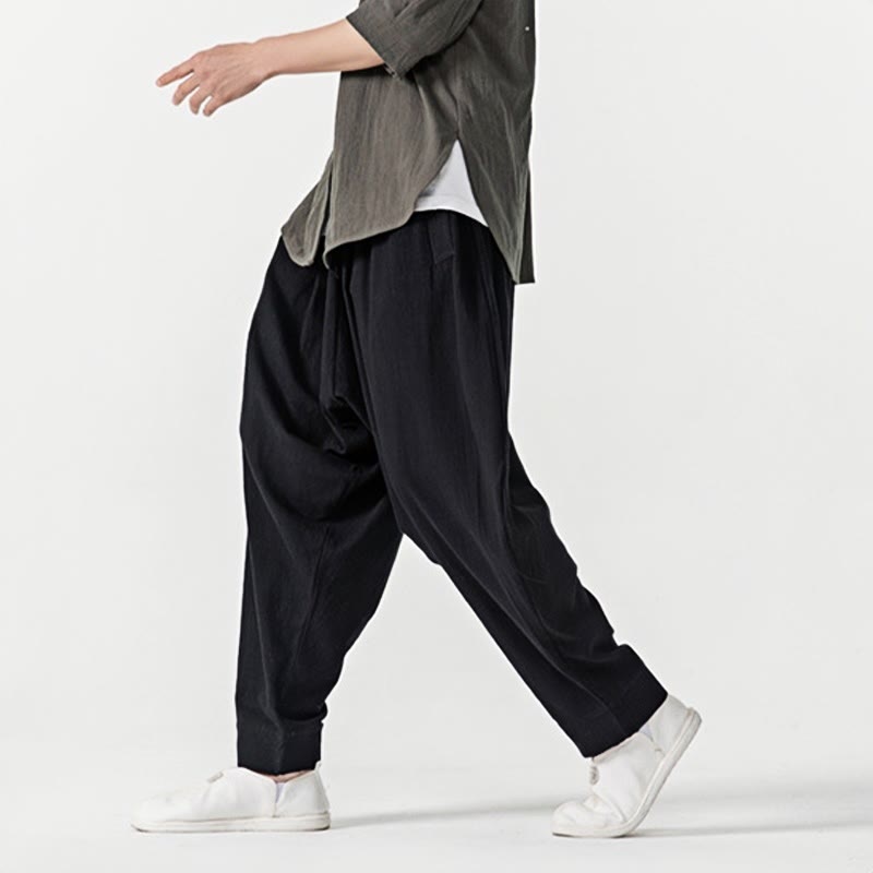 Nimara Ritual Solid Color Drawstring Men's Harem Pants With PocketsAnkle-Length (9 Length)