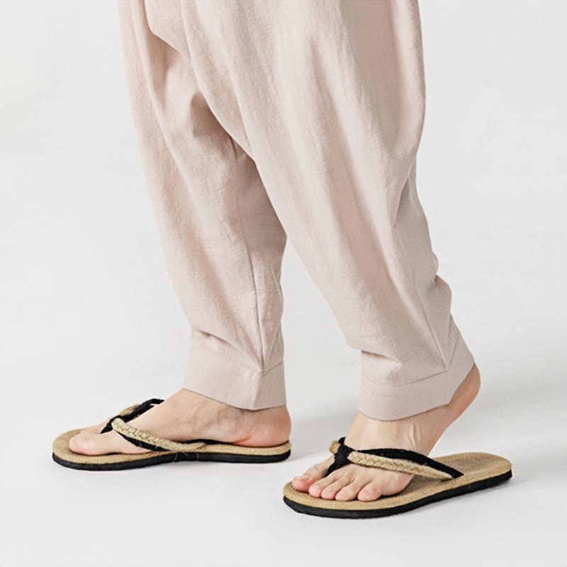 Nimara Ritual Solid Color Drawstring Men's Harem Pants With PocketsAnkle-Length (9 Length)