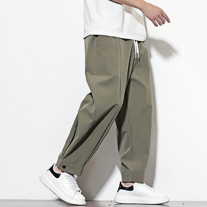 Nimara Ritual Casual Solid Color Drawstring Men's Harem Pants With Pockets