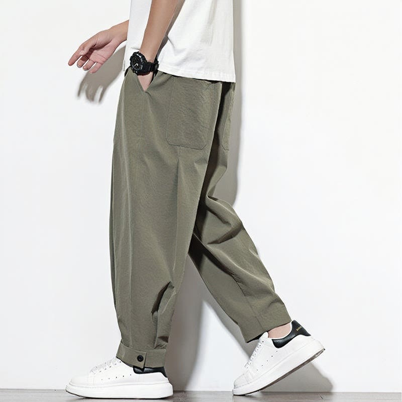 Nimara Ritual Casual Solid Color Drawstring Men's Harem Pants With Pockets