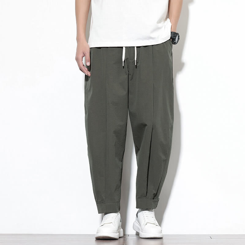 Nimara Ritual Casual Solid Color Drawstring Men's Harem Pants With Pockets