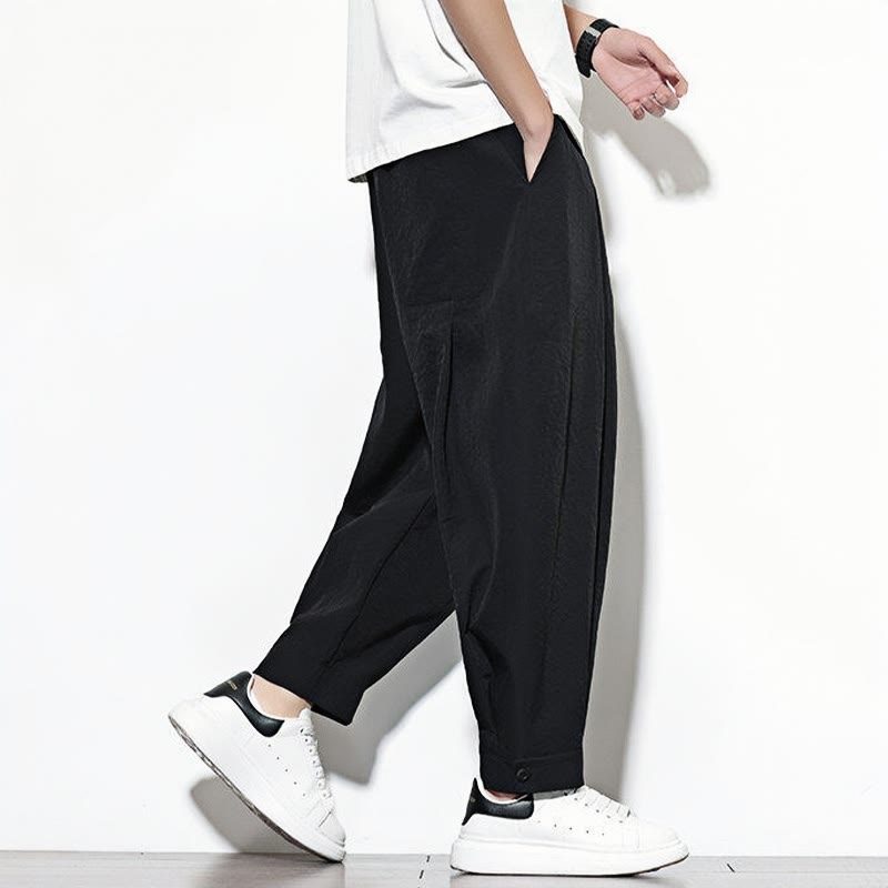 Nimara Ritual Casual Solid Color Drawstring Men's Harem Pants With Pockets