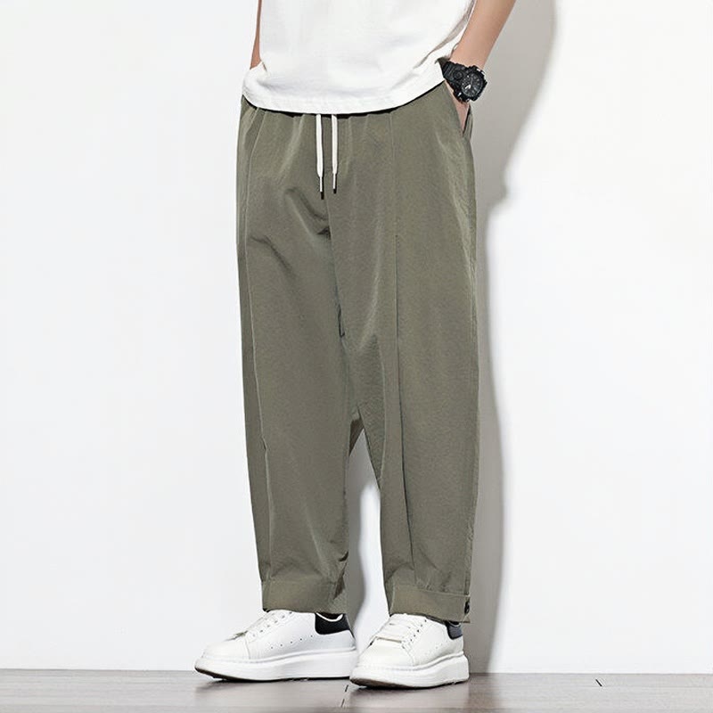 Nimara Ritual Casual Solid Color Drawstring Men's Harem Pants With Pockets