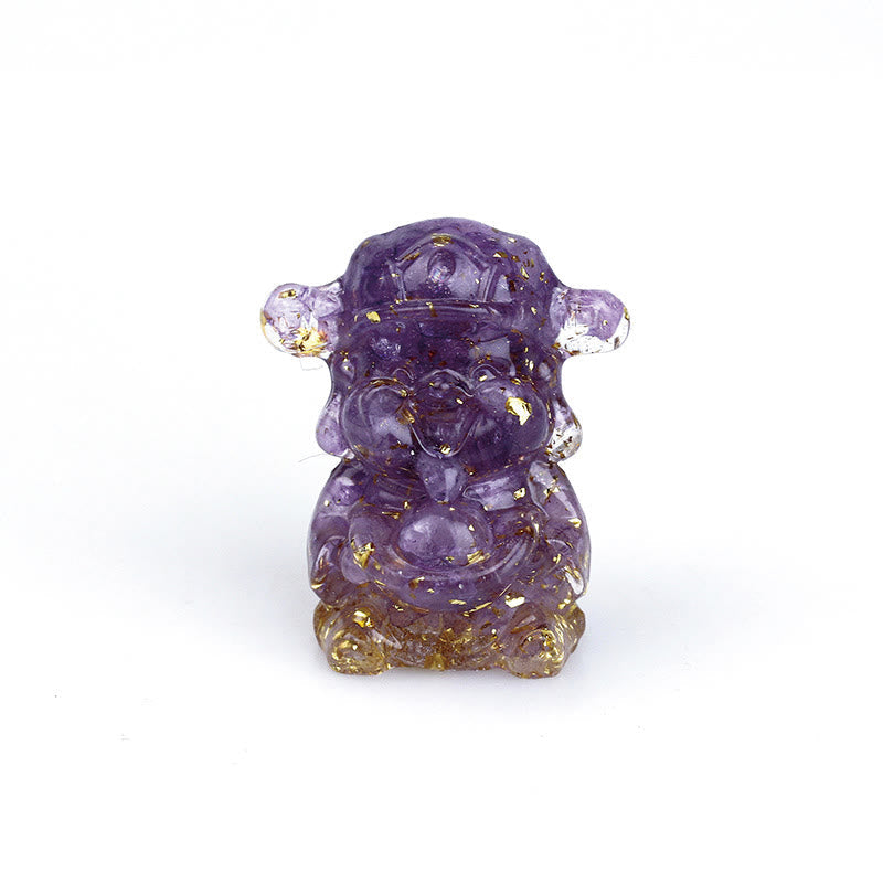 Nimara Ritual God of Wealth Amethyst Crystal Resin Energy Fortune Home Decoration