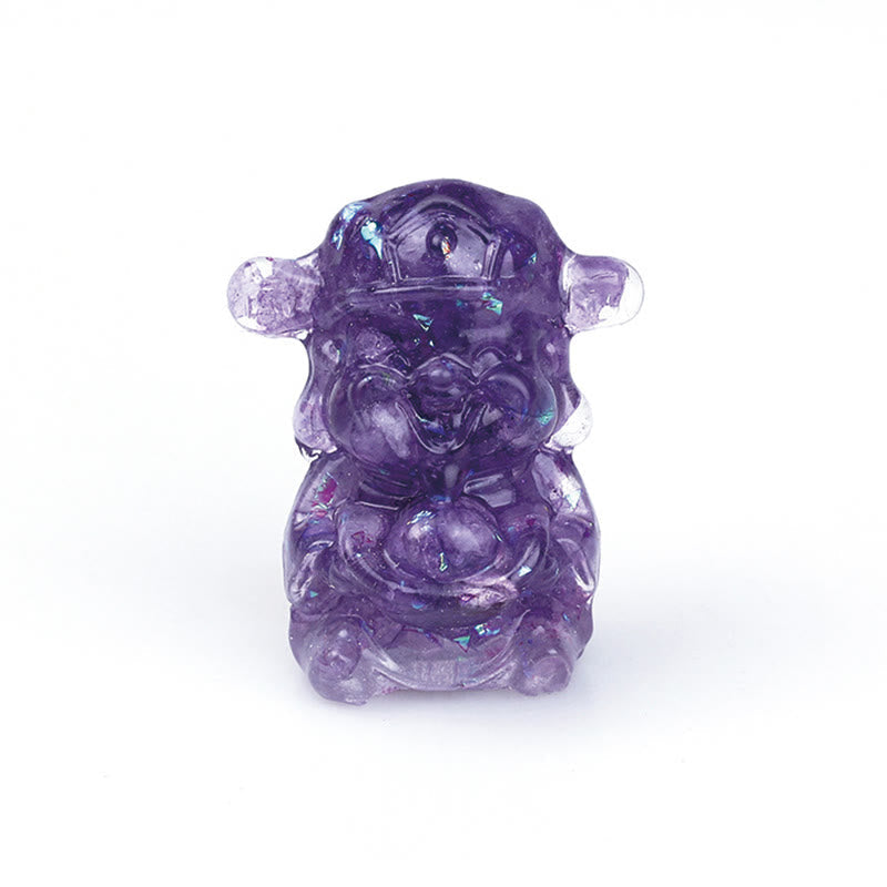 Nimara Ritual God of Wealth Amethyst Crystal Resin Energy Fortune Home Decoration