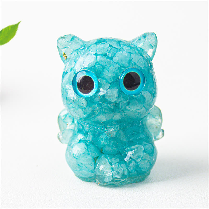 Nimara Ritual Cute Cat Lazurite Lapis Lazuli Amethyst Black Obsidian Aquamarine Crystal Resin Positive Home Decoration