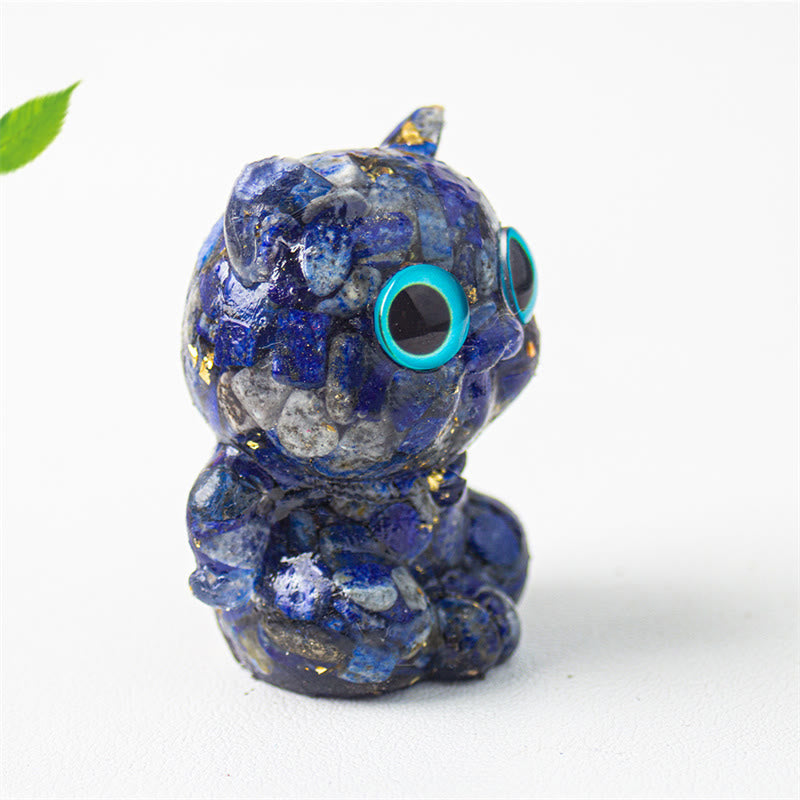 Nimara Ritual Cute Cat Lazurite Lapis Lazuli Amethyst Black Obsidian Aquamarine Crystal Resin Positive Home Decoration