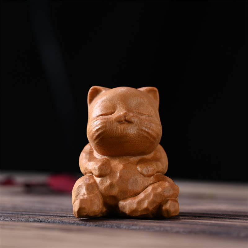 Nimara Ritual Mini Cute Sitting Cat Sandalwood Protection Home Decoration