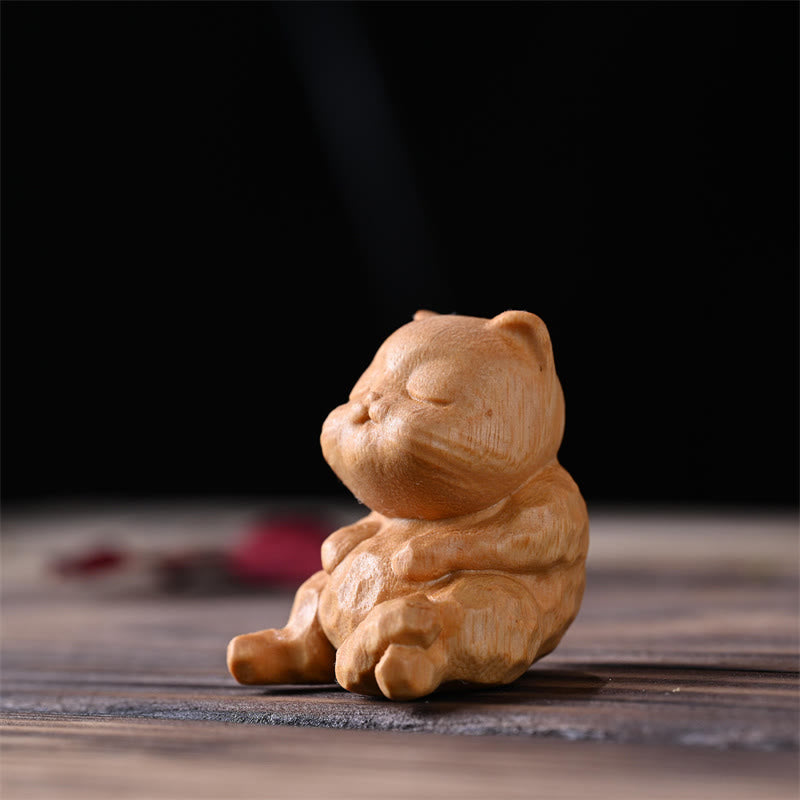 Nimara Ritual Mini Cute Sitting Cat Sandalwood Protection Home Decoration