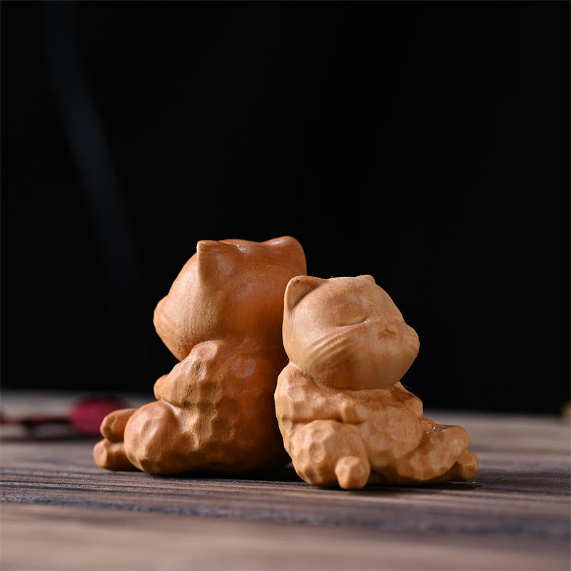 Nimara Ritual Mini Cute Sitting Cat Sandalwood Protection Home Decoration