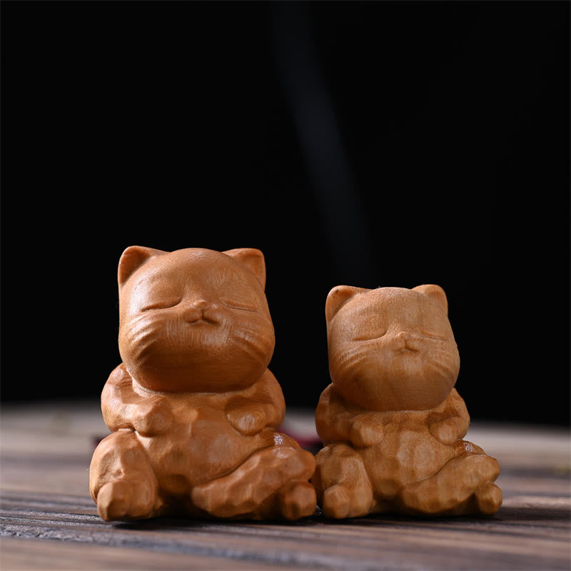 Nimara Ritual Mini Cute Sitting Cat Sandalwood Protection Home Decoration