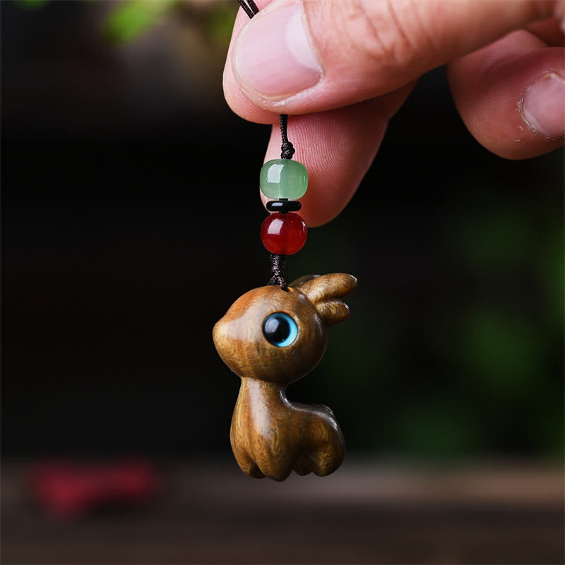 Nimara Ritual Small Leaf Red Sandalwood Ebony Wood Sandalwood Green Sandalwood Lucky Mini Cat Deer Sooth Phone Hanging Decoration