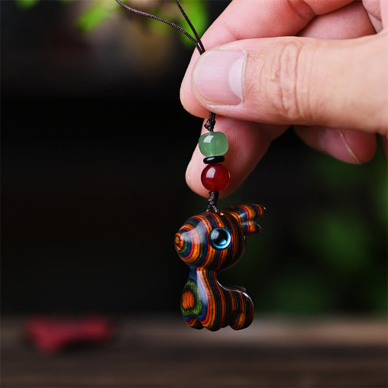 Nimara Ritual Small Leaf Red Sandalwood Ebony Wood Sandalwood Green Sandalwood Lucky Mini Cat Deer Sooth Phone Hanging Decoration