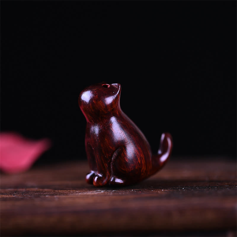 Nimara Ritual Small Leaf Red Sandalwood Ebony Wood Sandalwood Green Sandalwood Lucky Mini Cat Deer Sooth Phone Hanging Decoration