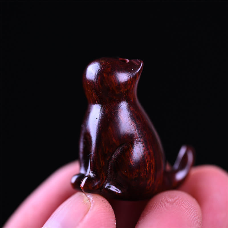 Nimara Ritual Small Leaf Red Sandalwood Ebony Wood Sandalwood Green Sandalwood Lucky Mini Cat Deer Sooth Phone Hanging Decoration