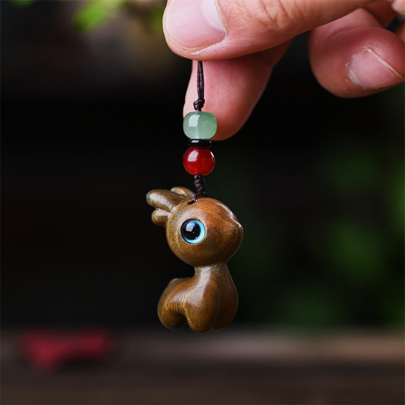 Nimara Ritual Small Leaf Red Sandalwood Ebony Wood Sandalwood Green Sandalwood Lucky Mini Cat Deer Sooth Phone Hanging Decoration