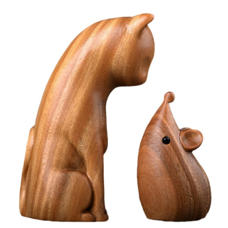 Nimara Ritual Small Cat Mouse Green Sandalwood African Red Rosewood Peace Home Decoration