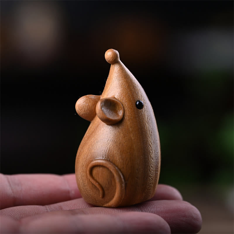 Nimara Ritual Small Cat Mouse Green Sandalwood African Red Rosewood Peace Home Decoration