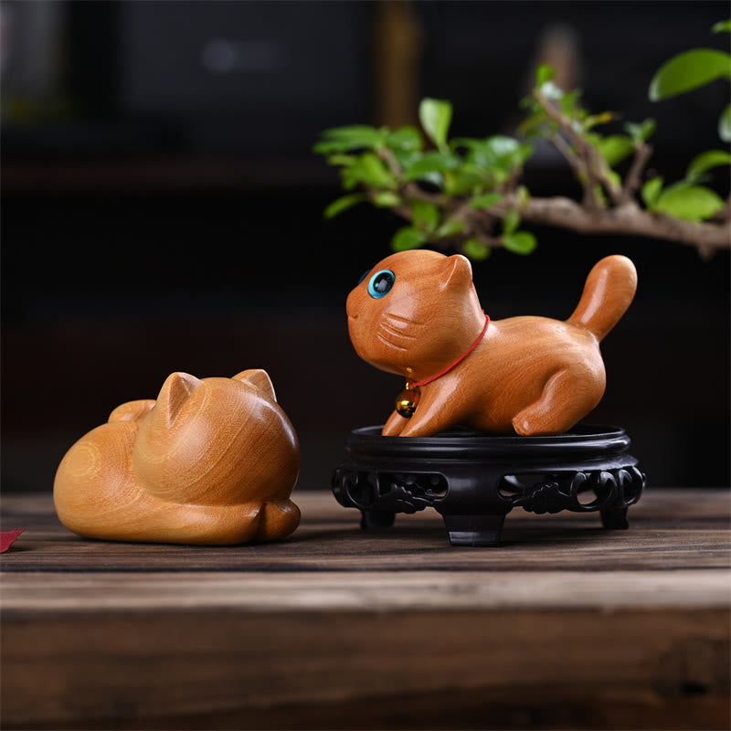 Nimara Ritual Small Cute Confident Sleeping Cat Sandalwood Healing Home Decoration