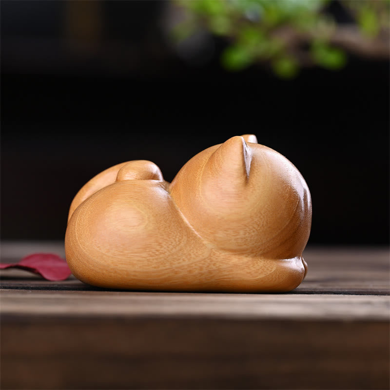 Nimara Ritual Small Cute Confident Sleeping Cat Sandalwood Healing Home Decoration